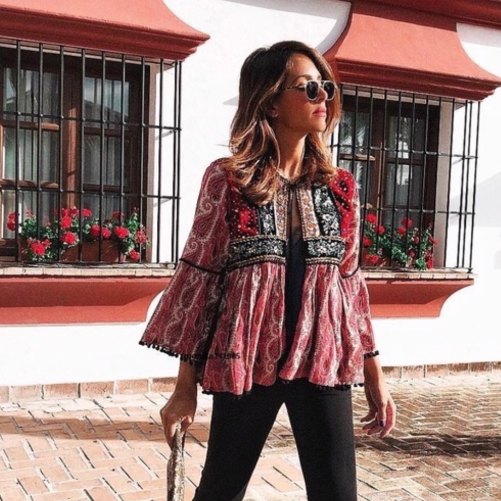 ZARA (size M) embellished top/light jacket